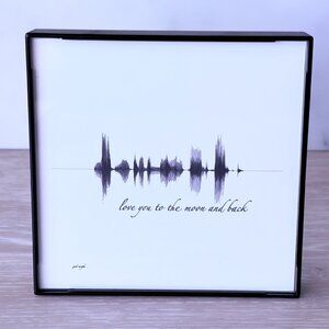NEW Love You To The Moon Soundwave Framed Wall Art 4x4in Black White Minimalist